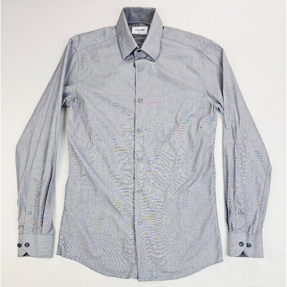 Duchamp London Size 14.5 Small Tailored Fit Gray Long Sleeve Cotton Shirt - Picture 1 of 10